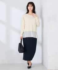 K2FFD23049 a.v.v(アー・ヴェ・ヴェ) プリーツペプラムニット ブルー