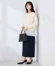 K2FFD23049 a.v.v(アー・ヴェ・ヴェ) プリーツペプラムニット ブルー