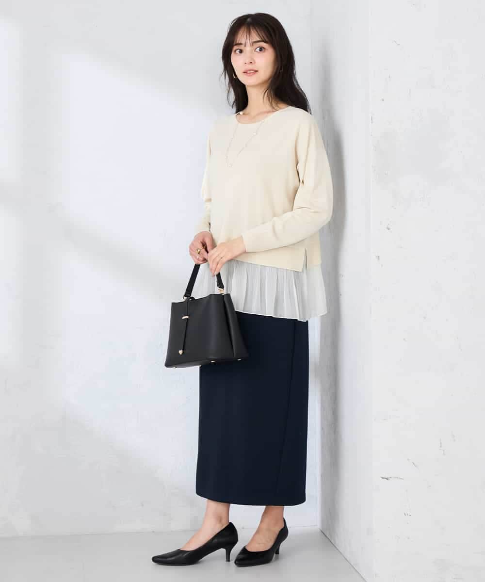 K2FFD23049 a.v.v(アー・ヴェ・ヴェ) プリーツペプラムニット ブルー