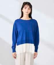 K2FFD23049 a.v.v(アー・ヴェ・ヴェ) プリーツペプラムニット ブルー