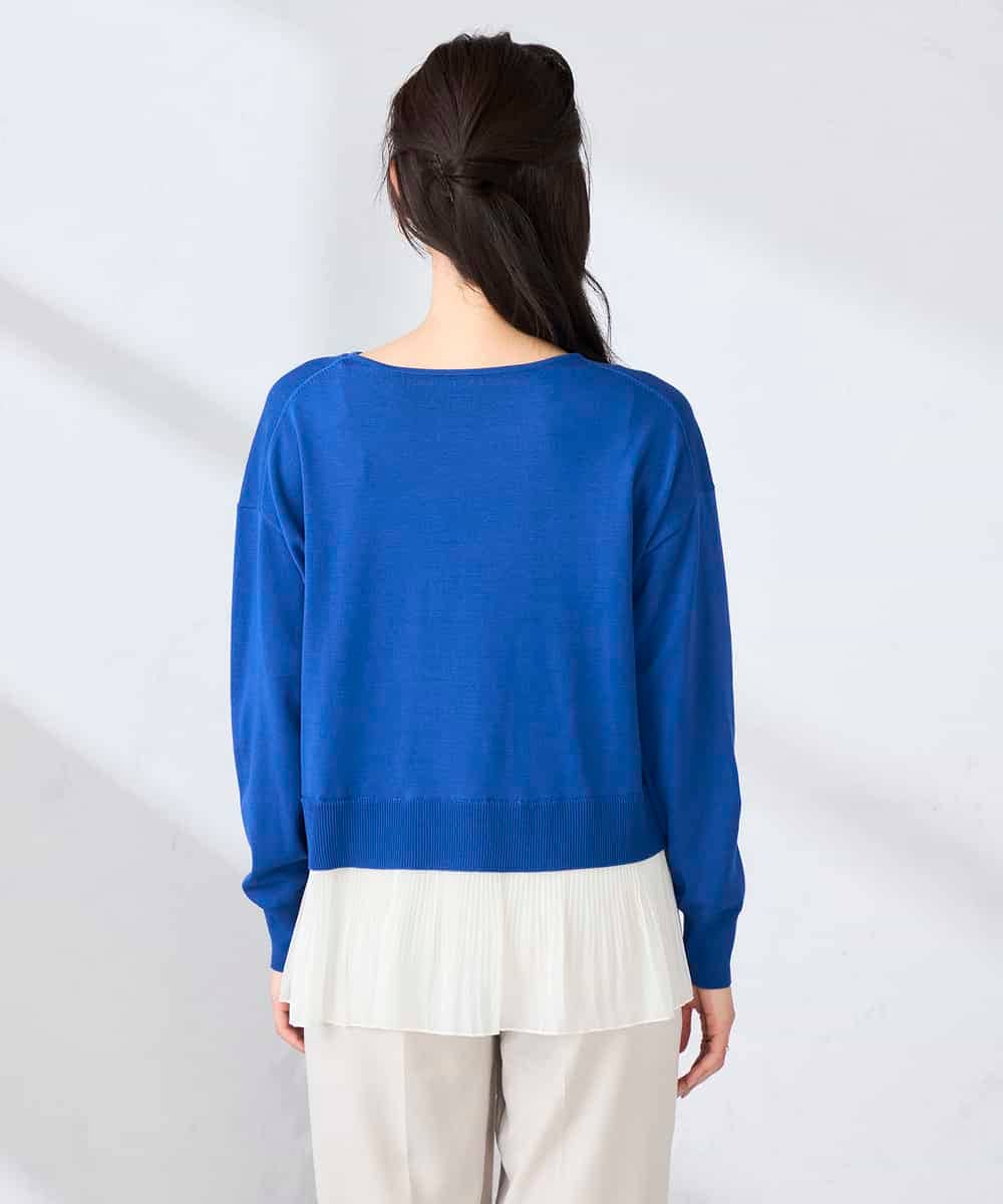 K2FFD23049 a.v.v(アー・ヴェ・ヴェ) プリーツペプラムニット ブルー