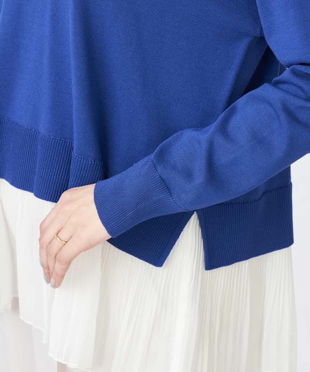 K2FFD23049 a.v.v(アー・ヴェ・ヴェ) プリーツペプラムニット ブルー