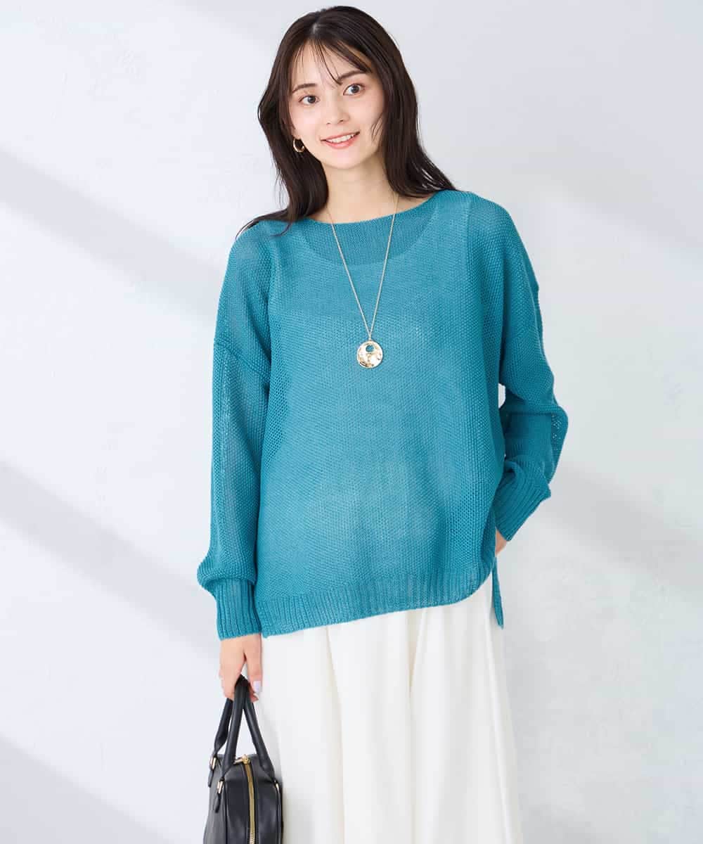 K2FFD24044 a.v.v(アー・ヴェ・ヴェ) ペーパーライクヤーンニット グリーン