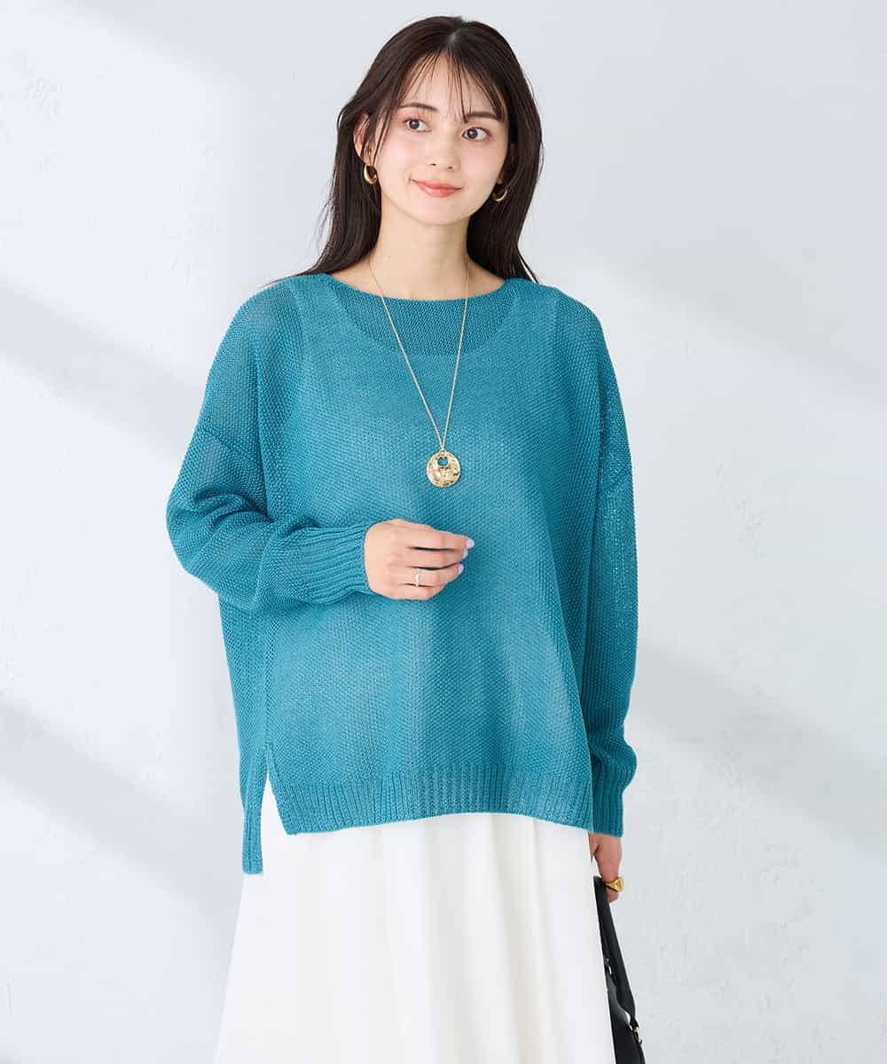 K2FFD24044 a.v.v(アー・ヴェ・ヴェ) ペーパーライクヤーンニット グリーン