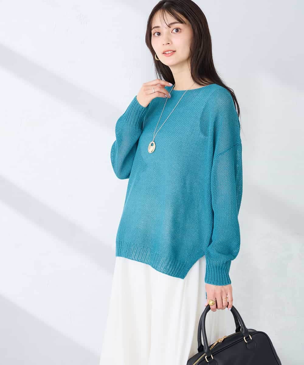 K2FFD24044 a.v.v(アー・ヴェ・ヴェ) ペーパーライクヤーンニット グリーン