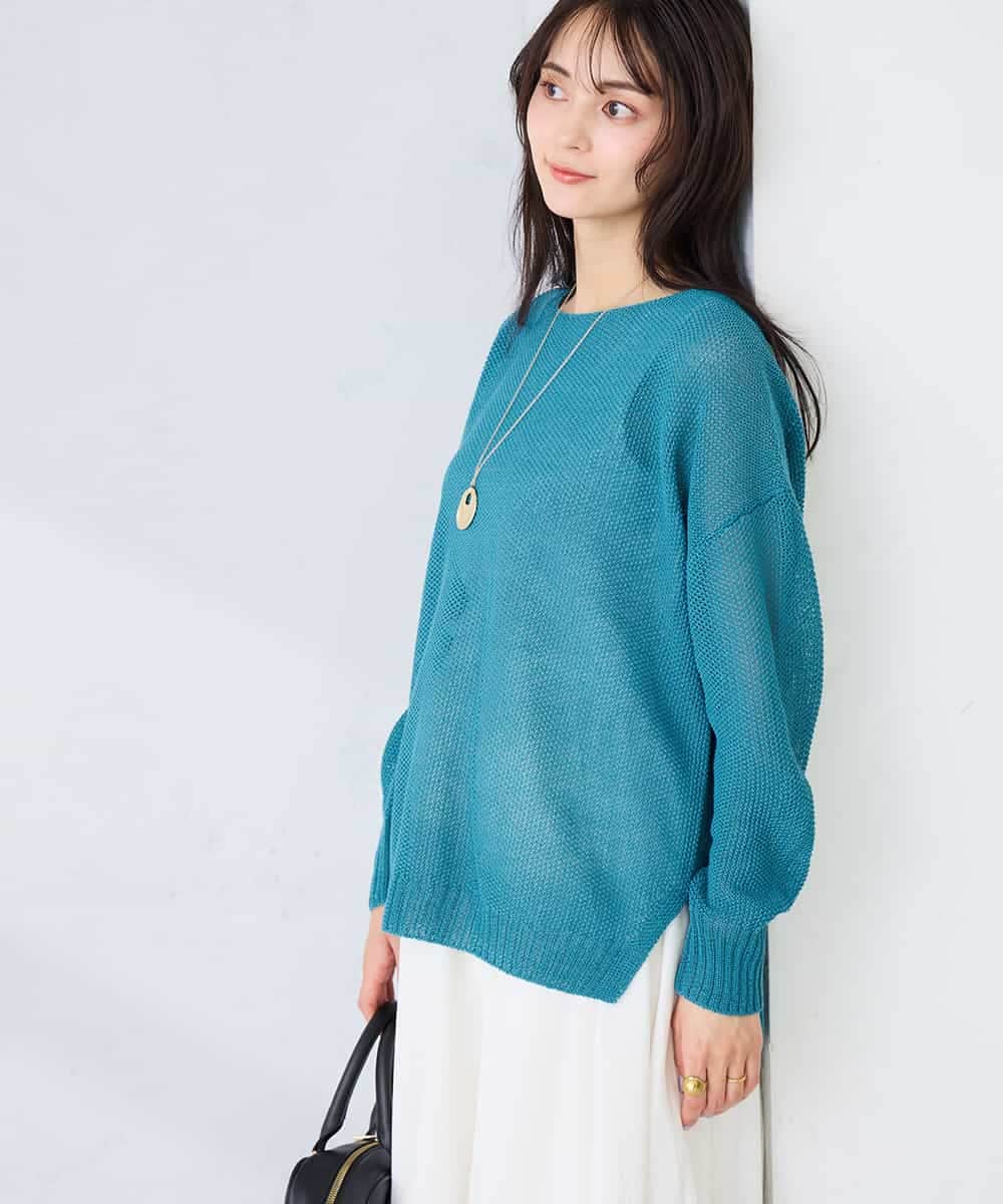 K2FFD24044 a.v.v(アー・ヴェ・ヴェ) ペーパーライクヤーンニット グリーン