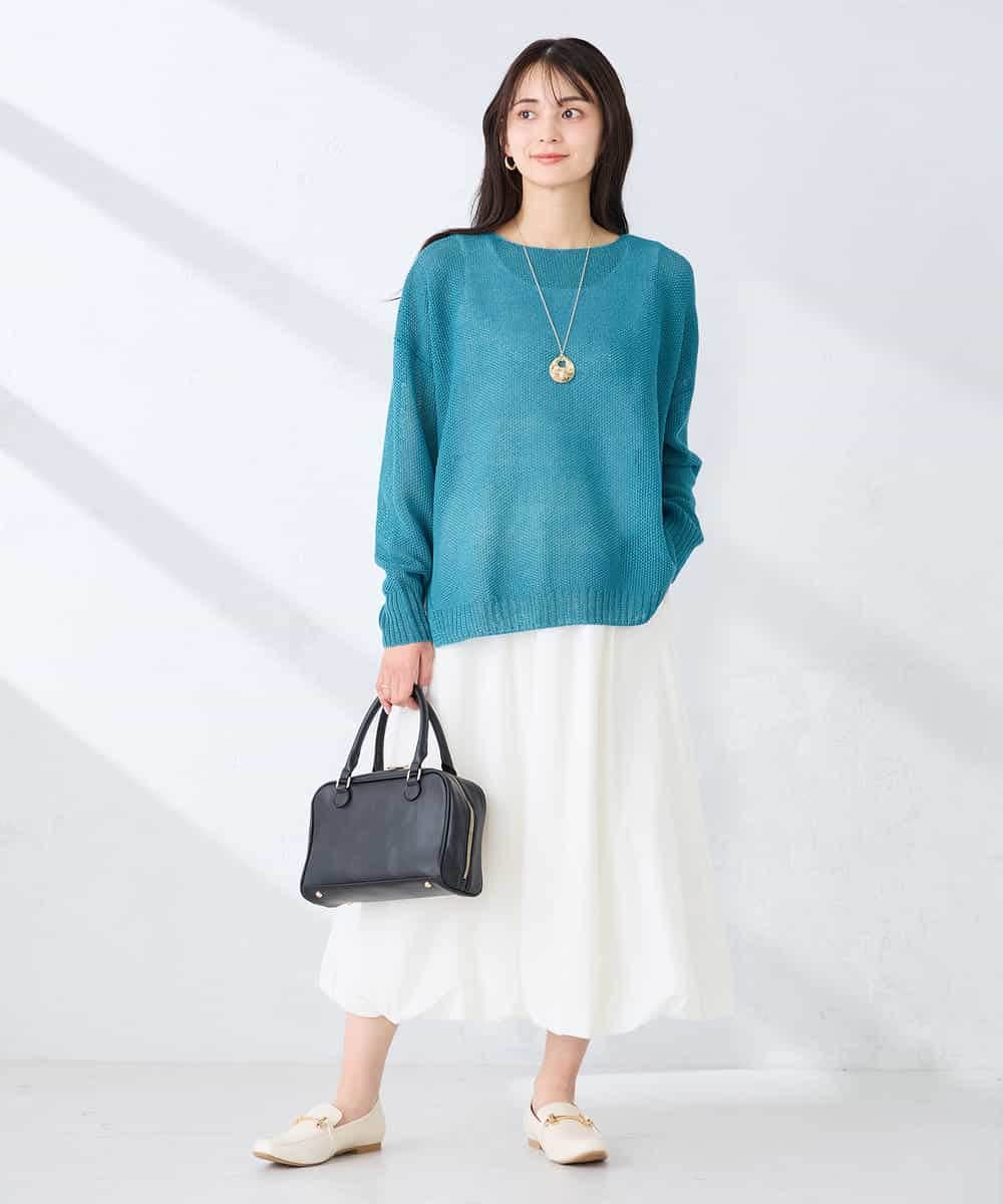 K2FFD24044 a.v.v(アー・ヴェ・ヴェ) ペーパーライクヤーンニット グリーン