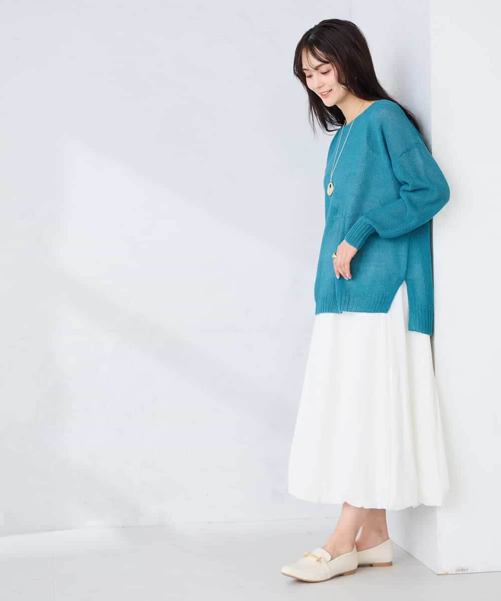 K2FFD24044 a.v.v(アー・ヴェ・ヴェ) ペーパーライクヤーンニット グリーン