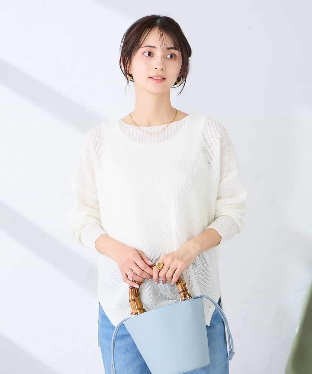 K2FFD24044 a.v.v(アー・ヴェ・ヴェ) ペーパーライクヤーンニット グリーン