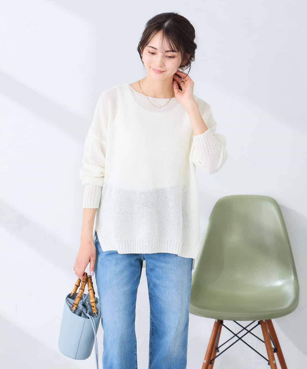 K2FFD24044 a.v.v(アー・ヴェ・ヴェ) ペーパーライクヤーンニット グリーン