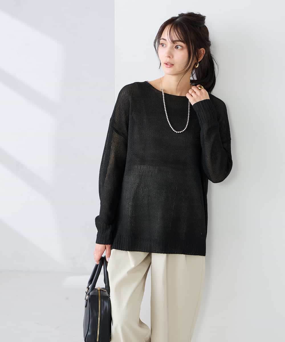 K2FFD24044 a.v.v(アー・ヴェ・ヴェ) ペーパーライクヤーンニット グリーン