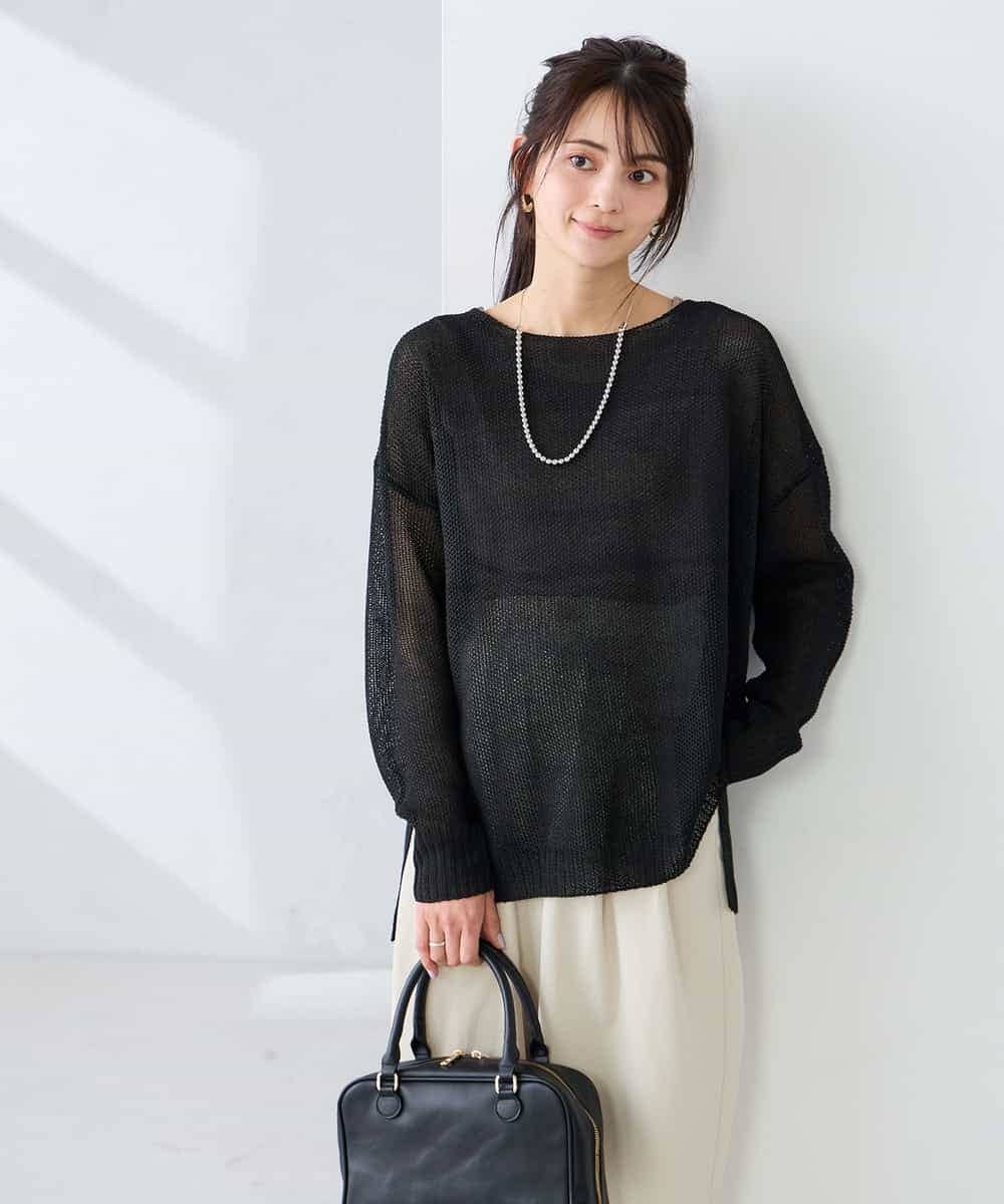 K2FFD24044 a.v.v(アー・ヴェ・ヴェ) ペーパーライクヤーンニット ブラック