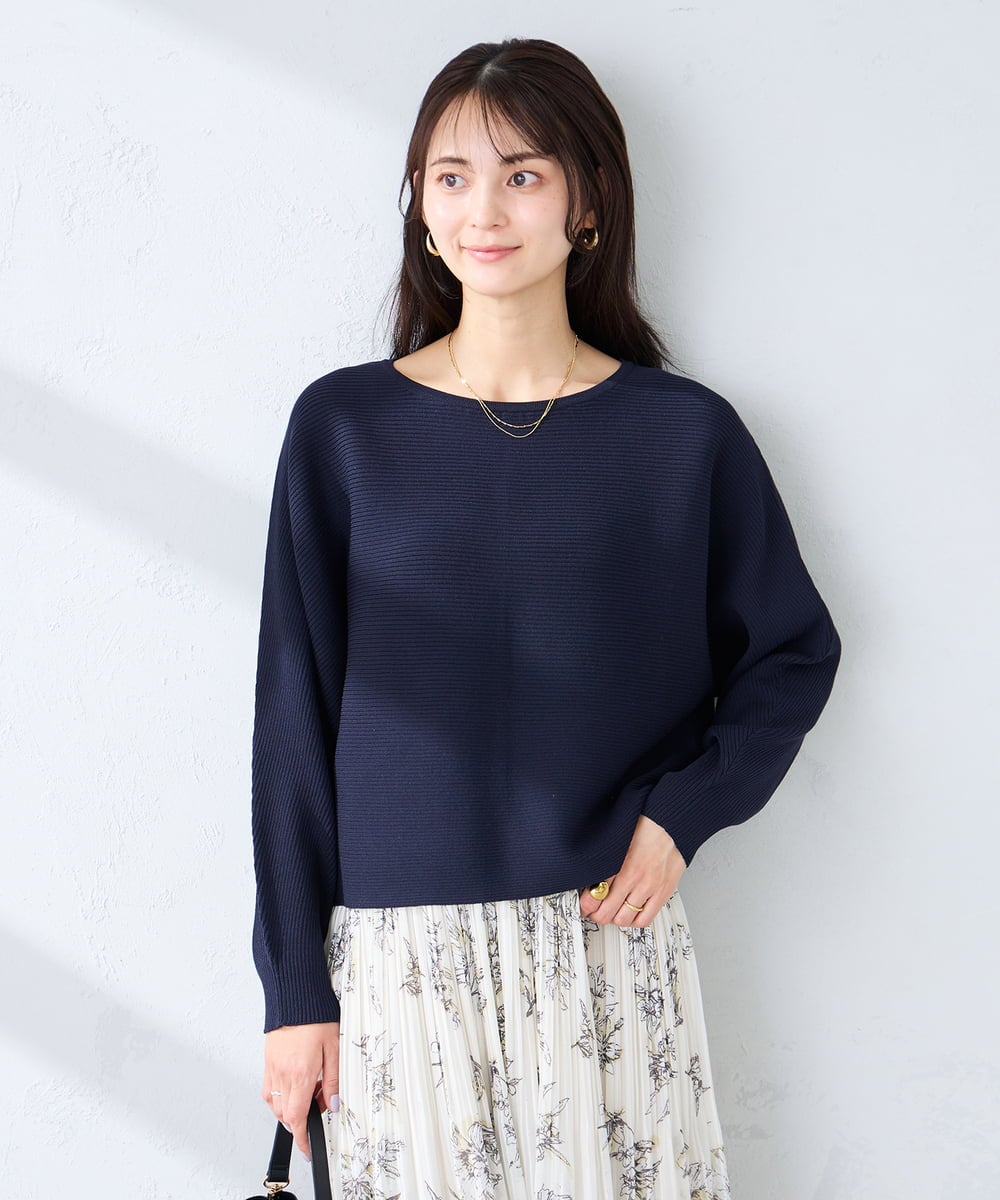 K2FFD37049 a.v.v(アー・ヴェ・ヴェ) バックパールニット コーラルオレンジ