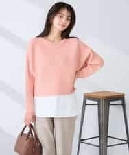 K2FFD37049 a.v.v(アー・ヴェ・ヴェ) バックパールニット コーラルオレンジ