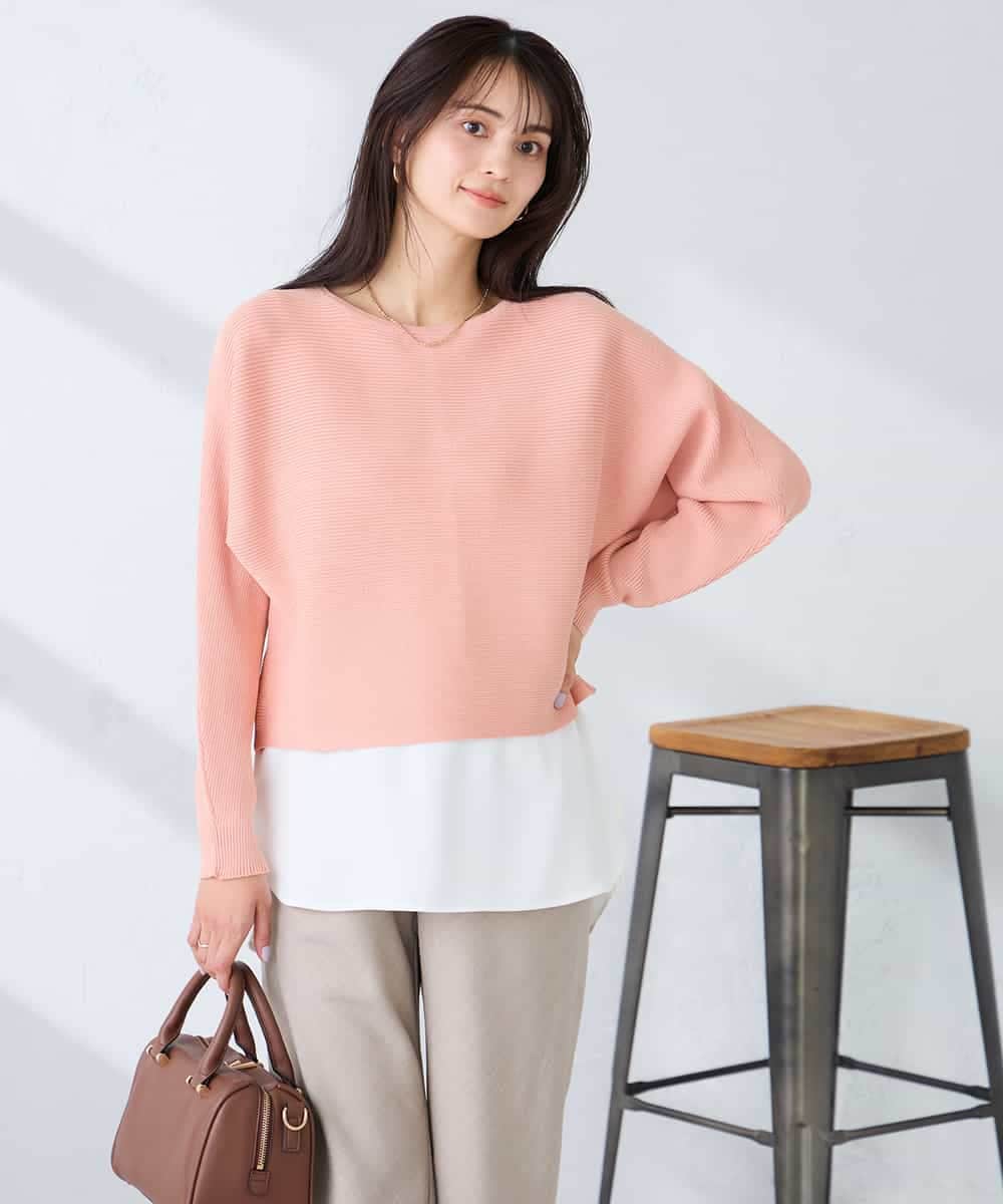 K2FFD37049 a.v.v(アー・ヴェ・ヴェ) バックパールニット コーラルオレンジ