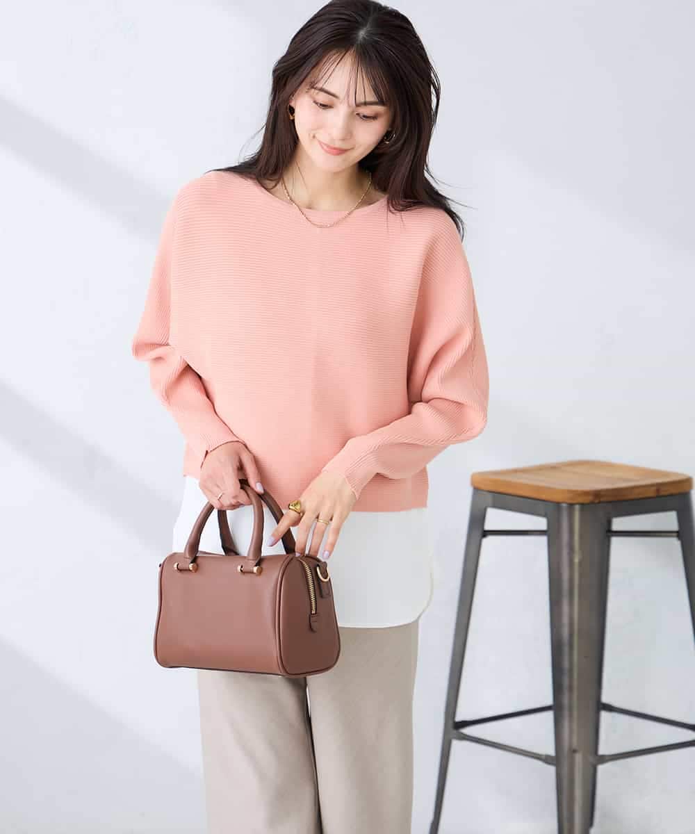 K2FFD37049 a.v.v(アー・ヴェ・ヴェ) バックパールニット コーラルオレンジ