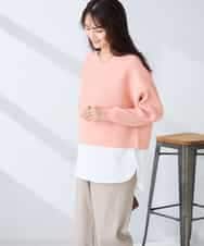 K2FFD37049 a.v.v(アー・ヴェ・ヴェ) バックパールニット コーラルオレンジ