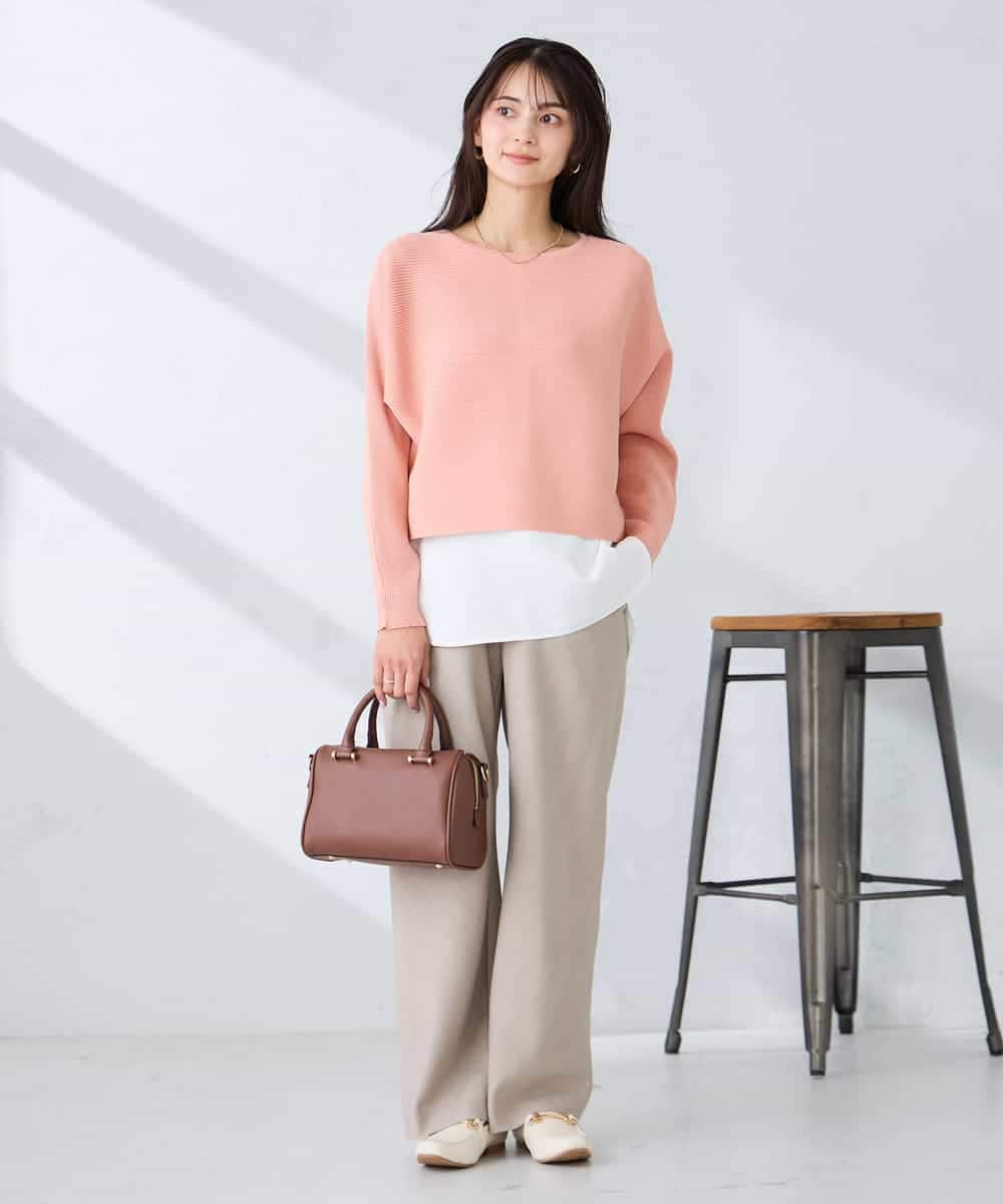 K2FFD37049 a.v.v(アー・ヴェ・ヴェ) バックパールニット コーラルオレンジ