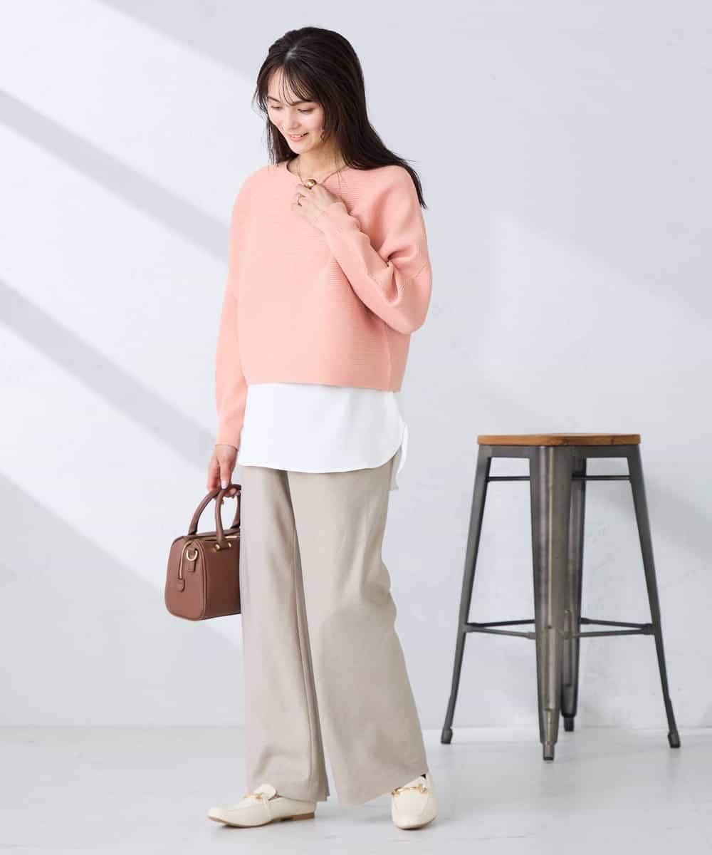 K2FFD37049 a.v.v(アー・ヴェ・ヴェ) バックパールニット コーラルオレンジ