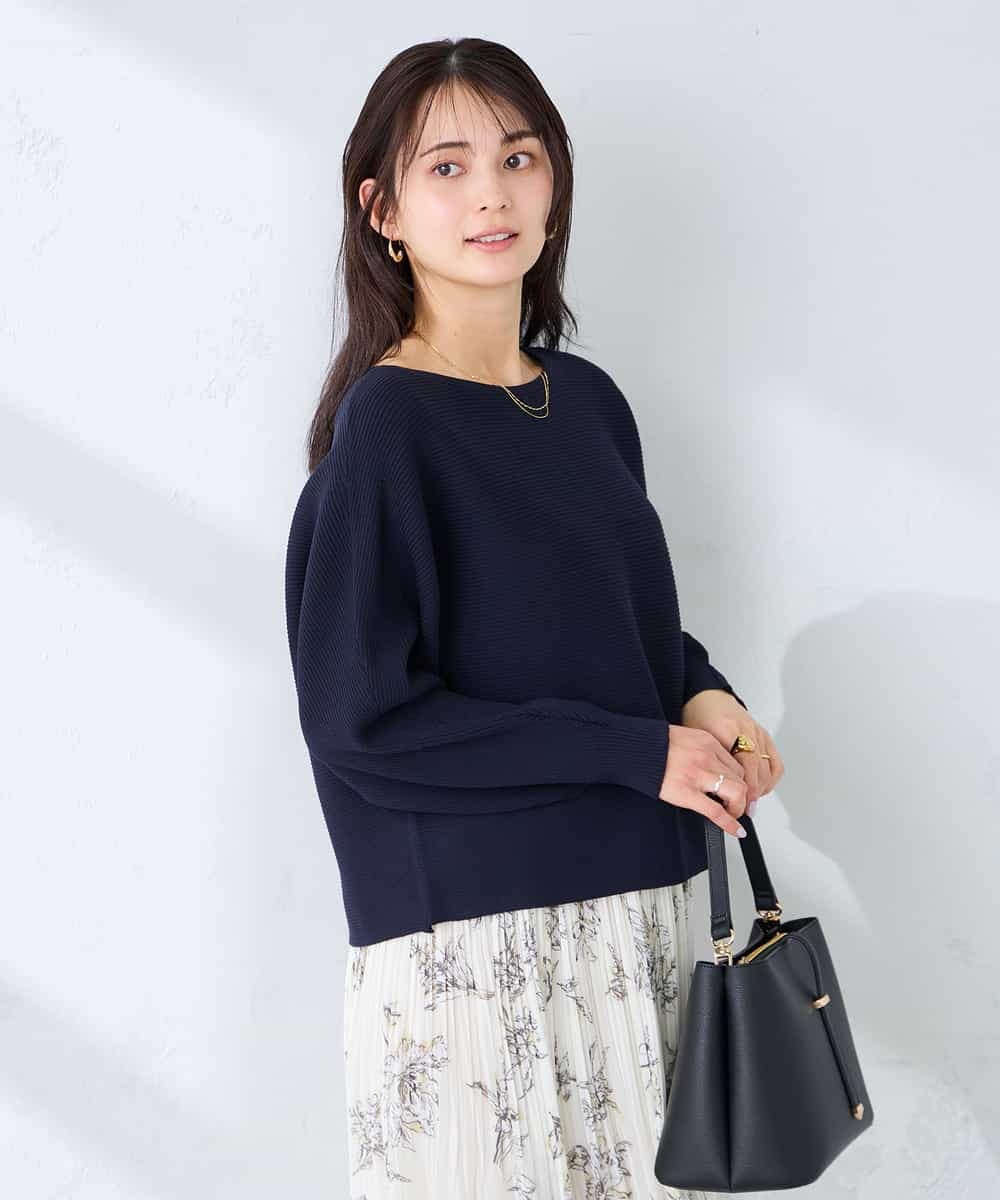 K2FFD37049 a.v.v(アー・ヴェ・ヴェ) バックパールニット コーラルオレンジ