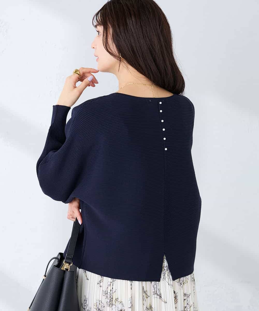 K2FFD37049 a.v.v(アー・ヴェ・ヴェ) バックパールニット コーラルオレンジ