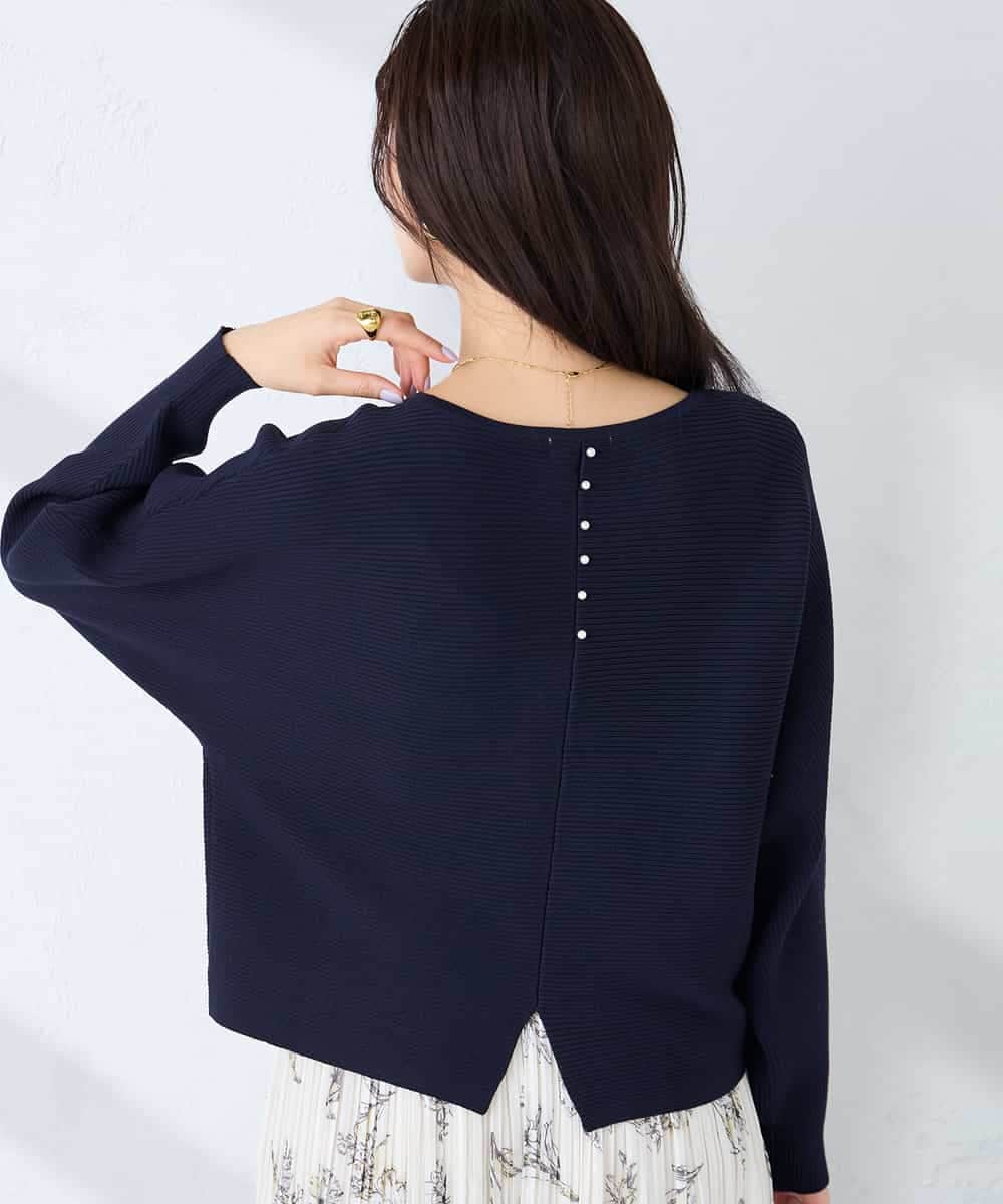 K2FFD37049 a.v.v(アー・ヴェ・ヴェ) バックパールニット コーラルオレンジ