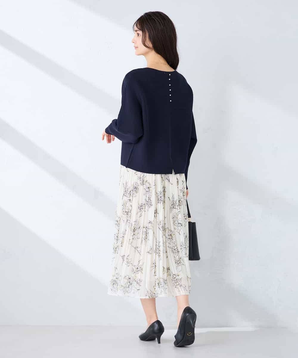 K2FFD37049 a.v.v(アー・ヴェ・ヴェ) バックパールニット コーラルオレンジ