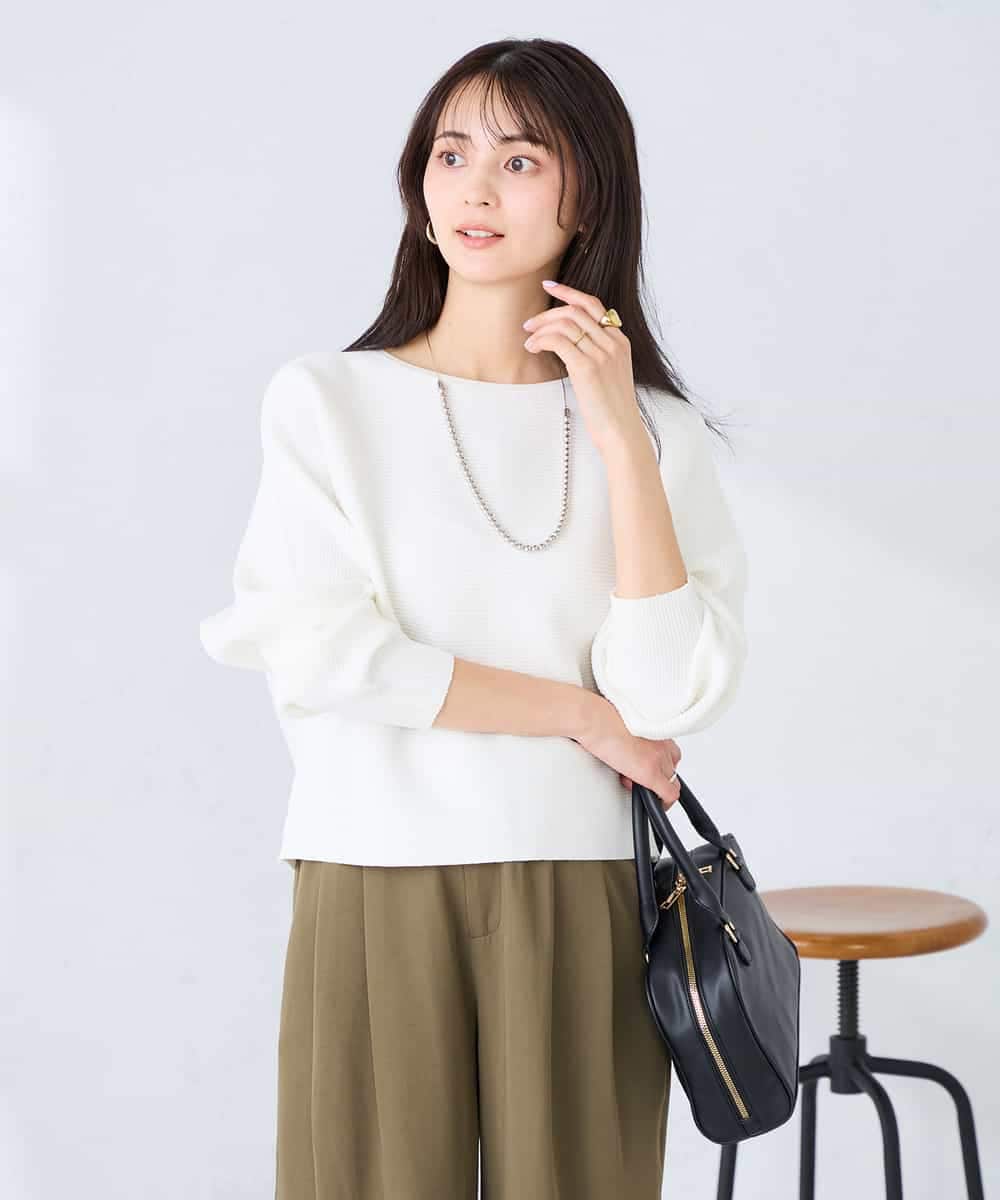 K2FFD37049 a.v.v(アー・ヴェ・ヴェ) バックパールニット コーラルオレンジ