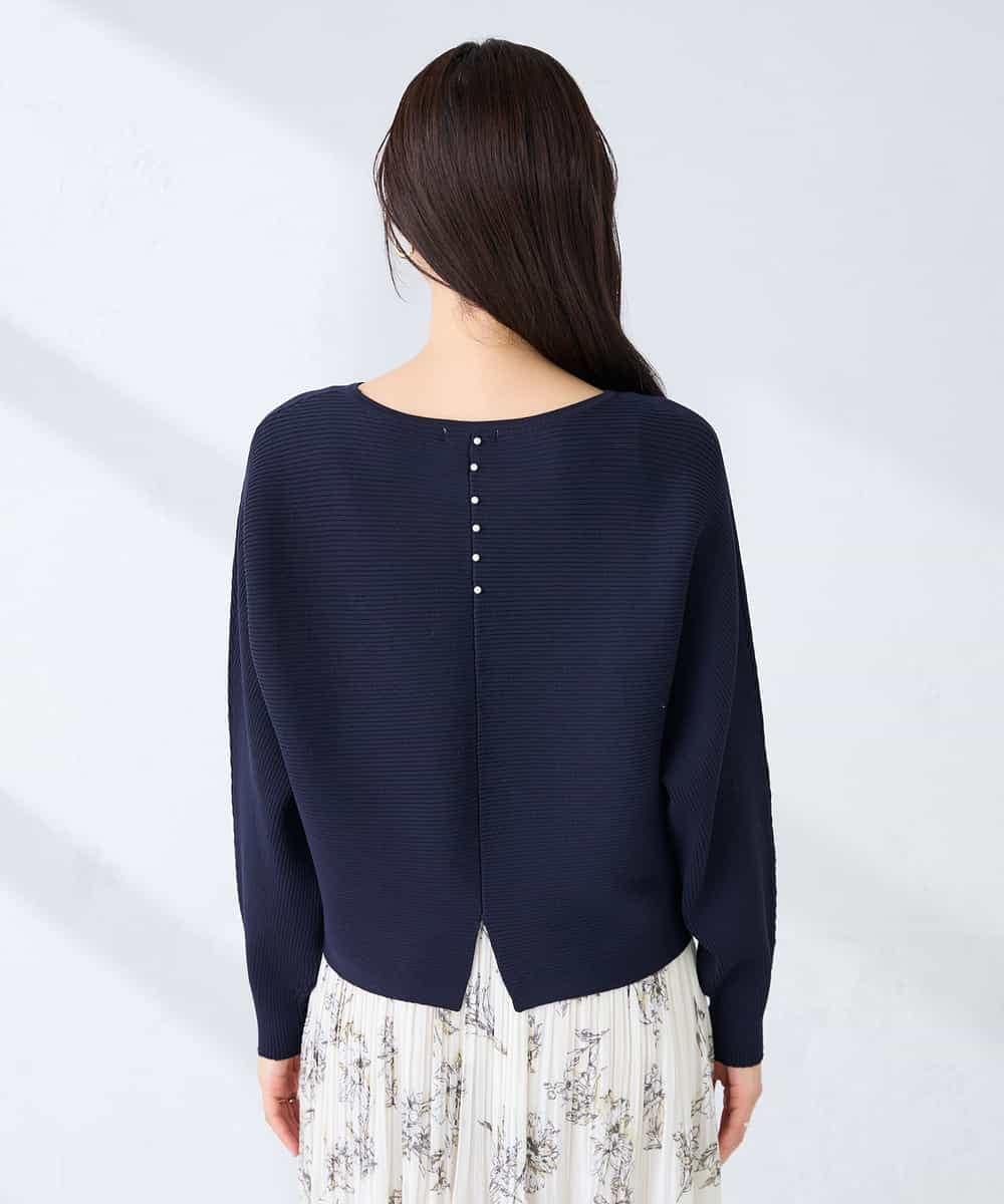 K2FFD37049 a.v.v(アー・ヴェ・ヴェ) バックパールニット コーラルオレンジ