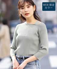 K2FFJ23039 a.v.v(アー・ヴェ・ヴェ) 【洗える/WEB限定カラー】アシメワンショルニット グリーン
