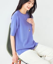 K2FGA20039 a.v.v(アー・ヴェ・ヴェ) 【接触冷感/UVカット/洗える】クルーネック美ラクるサマーニット アイボリー