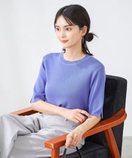 K2FGA20039 a.v.v(アー・ヴェ・ヴェ) 【接触冷感/UVカット/洗える】クルーネック美ラクるサマーニット アイボリー