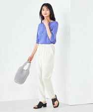 K2FGA69039 a.v.v(アー・ヴェ・ヴェ) 【接触冷感/UVカット/洗える】ボートネックパフスリーブ美ラクるサマーニット ピンク