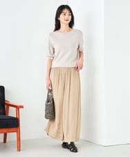K2FGA69039 a.v.v(アー・ヴェ・ヴェ) 【接触冷感/UVカット/洗える】ボートネックパフスリーブ美ラクるサマーニット ピンク