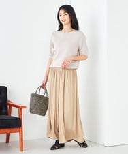 K2FGA69039 a.v.v(アー・ヴェ・ヴェ) 【接触冷感/UVカット/洗える】ボートネックパフスリーブ美ラクるサマーニット ピンク