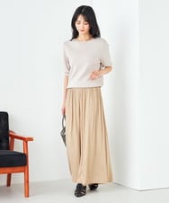K2FGA69039 a.v.v(アー・ヴェ・ヴェ) 【接触冷感/UVカット/洗える】ボートネックパフスリーブ美ラクるサマーニット ピンク