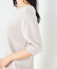 K2FGA69039 a.v.v(アー・ヴェ・ヴェ) 【接触冷感/UVカット/洗える】ボートネックパフスリーブ美ラクるサマーニット ピンク