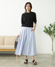 K2FGA69039 a.v.v(アー・ヴェ・ヴェ) 【接触冷感/UVカット/洗える】ボートネックパフスリーブ美ラクるサマーニット ピンク