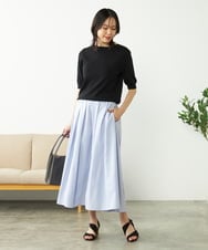 K2FGA69039 a.v.v(アー・ヴェ・ヴェ) 【接触冷感/UVカット/洗える】ボートネックパフスリーブ美ラクるサマーニット ピンク