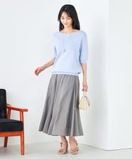 K2FGA69039 a.v.v(アー・ヴェ・ヴェ) 【接触冷感/UVカット/洗える】ボートネックパフスリーブ美ラクるサマーニット ピンク