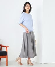 K2FGA69039 a.v.v(アー・ヴェ・ヴェ) 【接触冷感/UVカット/洗える】ボートネックパフスリーブ美ラクるサマーニット ピンク