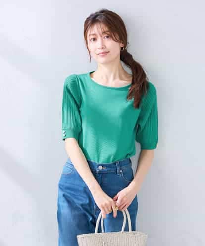 K2FGD12044 a.v.v プリーツスリーブサマーニット【接触冷感/UVカット】