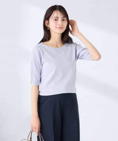 K2FGD12044 a.v.v プリーツスリーブサマーニット【接触冷感/UVカット】