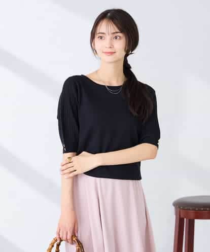 K2FGD12044 a.v.v プリーツスリーブサマーニット【接触冷感/UVカット】