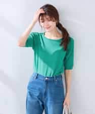 K2FGD12044 a.v.v(アー・ヴェ・ヴェ) プリーツスリーブサマーニット【接触冷感/UVカット】 ブラック