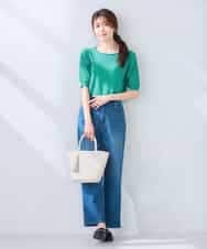 K2FGD12044 a.v.v(アー・ヴェ・ヴェ) プリーツスリーブサマーニット【接触冷感/UVカット】 ブラック