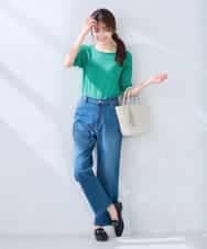 K2FGD12044 a.v.v(アー・ヴェ・ヴェ) プリーツスリーブサマーニット【接触冷感/UVカット】 ブラック