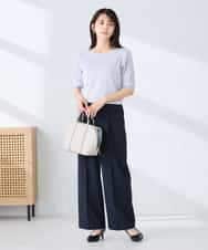 K2FGD12044 a.v.v(アー・ヴェ・ヴェ) プリーツスリーブサマーニット【接触冷感/UVカット】 ブラック