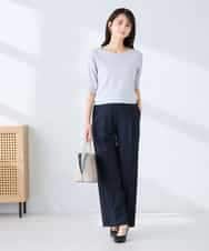 K2FGD12044 a.v.v(アー・ヴェ・ヴェ) プリーツスリーブサマーニット【接触冷感/UVカット】 ブラック