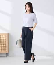 K2FGD12044 a.v.v(アー・ヴェ・ヴェ) プリーツスリーブサマーニット【接触冷感/UVカット】 ブラック